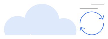 Büyük bulut silueti ve mavi dairesel oklar senkronizasyonu temsil ediyor. Siyah yatay çizgiler veri transferini gösteriyor. Bulut yedekleme, veri senkronizasyonu, internet teknolojisi, dosya için ideal