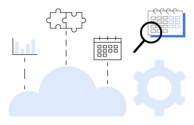Bulut, bar çizelgesini, bulmaca parçalarını, takvimleri, büyüteç ve teçhizatı birbirine bağlar. Veri yönetimi, analitik, bulut çözümleri, arama programı problem çözme otomasyonu için ideal. Düz basit
