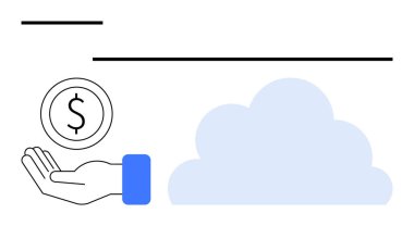 Madeni para ve bulut vurguluyor finansal teknoloji, dijital bankacılık, veri depolama, tasarruf, zenginlik yönetimi. Fintech, bulut entegrasyonu, dijital hizmetler, yenilikçi pazarlama için ideal