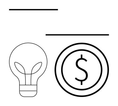 Yeniliği sembolize eden ampul, maddi büyüme için bir dolar para ile eşleştirildi. Girişimcilik, yaratıcılık, yatırım, iş stratejisi, finansman, üretkenlik, basit iniş sayfası için ideal