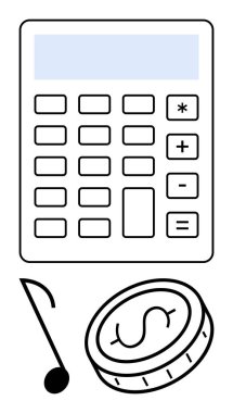 Aydınlatıcı ekranlı hesap makinesi, yaratıcılık için müzik notu, finans için dolar parası. Bütçe yönetimi için ideal, yaratıcı endüstriler, muhasebe, müzik üretimi, finansal planlama, eğitim için basit