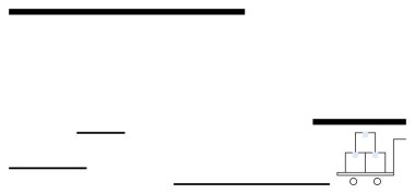 El arabası düzgünce istiflenmiş kutularla dolu, yatay çizgilerle vurgulanmış. Nakliye, lojistik, ambalaj, depolama, teslimat, taşınma için ideal, e-ticaret düz metafor