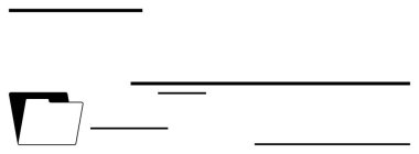 Paralel yatay çizgilerin yanındaki siyah klasör simgesi minimalizm, organizasyon ve sistematik kategorizasyonu simgeler. Belgeler için ideal, üretkenlik, yönetim, iş akışı, dosyalama, veri