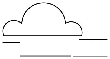 Temiz yatay çizgi detaylarıyla basit bulut şekli. Hava, teknoloji, bulut depolama, veri, basitlik, minimalizm, modern tasarım için idealdir. Düz basit metafor