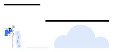 RISK blokları ile işaretlenmiş profesyonel iş merdivenleri, karar verme ve zorlukları vurguluyor. Risk yönetimi, kariyer büyümesi, iş stratejisi, planlama ve sorun çözme için ideal