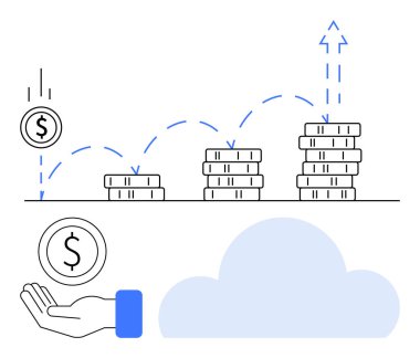 Yığılan paralar büyüme seviyelerini temsil ederken, bozuk paralar tasarruf ve zenginliğin artmasına yol açıyor. İş, yatırım, ekonomi, finans, tasarruf, büyüme, basit iniş sayfası için ideal