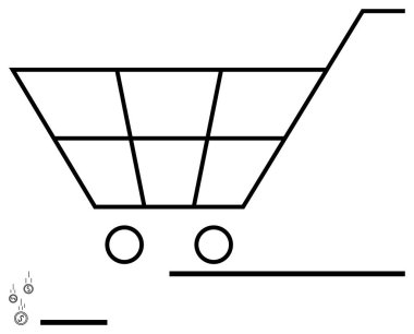 Geometrik çizgiler, düşen paralar, çevrimiçi alışveriş, perakende satış, bütçe yönetimi, tasarruf, finansal yatırım, ticaret, modern sade iniş sayfasını sembolize eden alışveriş arabası