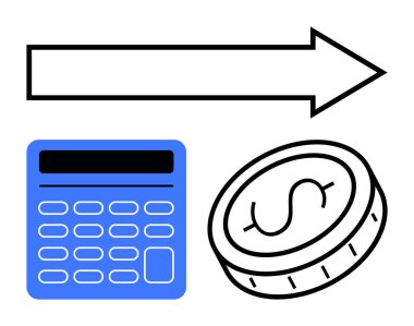Para makinesinin yanında dolar işareti ve ilerlemeyi gösteren ileri ok var. Finans, bütçe, karlılık, yatırım, gelir, tasarruf, iş hedefleri, basit iniş sayfası