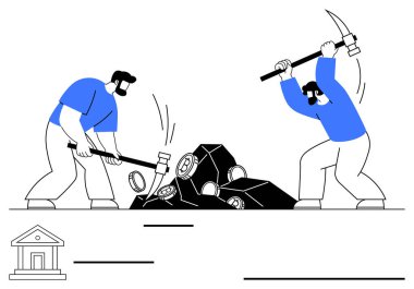 İşçiler kazma ve çekiçle taş kırıyorlar, kaynak ve servet alıyorlar. Takım çalışması, kaynak çıkarma, sıkı çalışma, ekonomik kavramlar, madencilik endüstrisi, işgücü için ideal. Düz basit