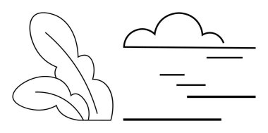 Basit çizgili yapraklar ve yatay çizgili bulut hareket ya da esinti olduğunu gösteriyor. Doğa, çevre dostu, uyum, rahatlama, minimalizm, çevre, sükunet için idealdir. Düz basit