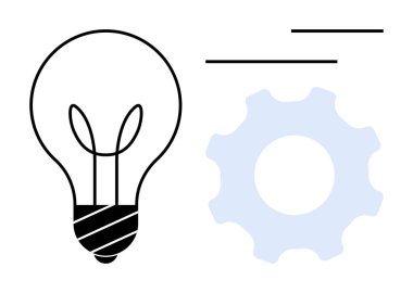 Ampul, fikirleri, yenilikleri, verimliliği ve takım çalışmasını ileten bir dişli ile eşleştirildi. Kavramların yaratıcılık, strateji, problem çözme, süreç iyileştirme ve verimliliği desteklemesi için idealdir. Düz