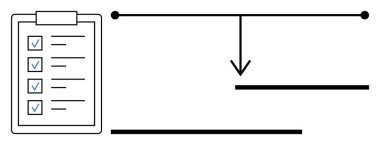 İşlem zaman çizgisinin yanında aşağı doğru ok ile kontrol listesi olan pano. İş akışı yönetimi, görev öncelikleri, proje planlaması, verimlilik, organizasyon, karar verme süreci için ideal
