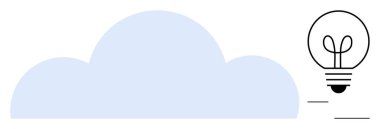 Bulutun yanındaki ampul teknoloji ve yaratıcılığı birleştiriyor. Yenilik için ideal, veri depolama, bulut hesaplama, beyin fırtınası, fikirler, bağlantı, düz basit metafor