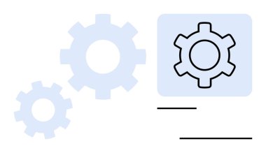 Birbirine bağlı dişli çarklı dişli sistem elemanları ve vurgulanmış dişli simgesi, süreç optimizasyonunu gösteriyor. Otomasyon, yenilik, teknoloji, mühendislik, iş akışı, işlemler için ideal