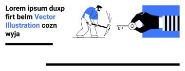 Çekiç kullanan adam, çabayı sembolize ediyor, anahtarı elinde tutuyor, fırsatları temsil ediyor. İş için ideal, çaba, takım çalışması, büyüme, atılım, motivasyon başarısı. Basit bir iniş sayfası için mükemmel