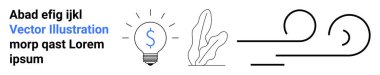 Dolar işaretli ampul, soyut bitki ve yaratıcılığı, fikirleri ve ilerlemeyi temsil eden akışkan çizgiler. Finans, teknoloji, sürdürülebilirlik, yenilik girişimcilik eğitimi için ideal