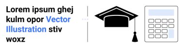 Mezuniyet şapkası ve hesap makinesi olan eğitim konsepti. Öğrenim, matematik, akademik başarı, öğrenci kaynakları, üniversite sayfaları, okul portalları, basit iniş sayfaları için ideal