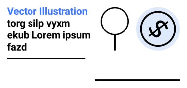 Yer tutucu kelimeler, büyüteç simgesi ve dairesel dolar sembolü olan metin. İş, araştırma, finans, pazarlama, analiz, eğitim ve basit iniş sayfası için ideal