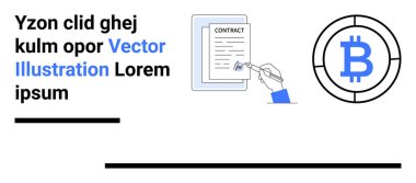 Dijital kontrat imzalanması, engelleme zinciri şeklinde bir Bitcoin logosu. Kripto para birimi, engelleme zinciri, dijital anlaşmalar, fintech, çevrimiçi güvenlik, uzaktan çalışma, basit iniş sayfası için ideal
