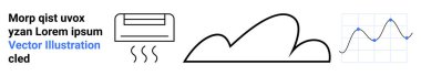 Klima yayma hatları, minimalist bulut şekli ve ızgarada basit bir çizgi grafiği. Veri görselleştirme, iklim, enerji, teknoloji, konfor, çevre veya hava şartları tarafından yönlendirilen basit