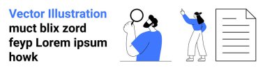 Metni büyüteçle analiz eden kişi, başka bir sunum fikri, belge simgesi. Strateji, takım çalışması, eğitim, planlama, problem çözme, veri içgörüleri için ideal basit iniş sayfası