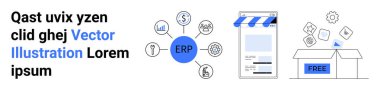 ERP sistem düğümü, analitik, satış, pazarlama ve finans, bir e-ticaret mağazası ve ücretsiz ürün taşımacılığı ile eşleştirilir. Teknoloji, iş, perakende, lojistik pazarlama için ideal