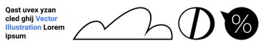 Soyut bulut çizgisi, cesur yarım daire ve konuşma yüzdesi kabarcık elementleri. Yaratıcılık için ideal, istatistik, hava durumu, soyut sanat, minimalist grafikler, tasarım fikri basit iniş sayfası
