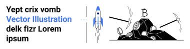 Roket kazma ve kripto para birimi simgeleriyle birlikte havalanıyor, yenilikleri, finansal büyümeyi ve dijital madenciliği simgeliyor. Fintech, kripto para birimi, engelleme zinciri, madencilik, başlangıç için ideal