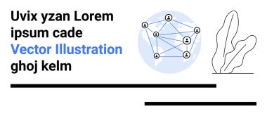 Bir dünya haritası üzerinde kullanıcı simgelerinin küresel bağlantısı, eşlik eden metinler, soyut yapraklar ve çizgiler. Ağ kurmak için ideal, iletişim, teknoloji, takım çalışması, işbirliği dijital çözümler basit