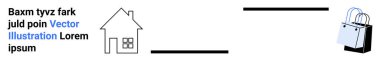 Alışveriş poşetine çevrimiçi alışveriş veya teslimat hizmeti konseptini temsil eden satırlarla bağlı ev simgesi. E-ticaret, lojistik, kolaylık, alışveriş, dağıtım, bağlantı, perakende, daire için ideal