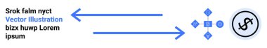 Mavi oklar, soyut geometrik şekilleri ve yer tutucu metni olan bir dolar sembolüne odaklanır. Finans, pazarlama, iş stratejisi, veri akışı, analiz, başarı, basit iniş sayfası için ideal