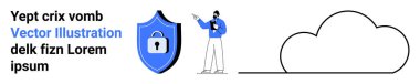 Güvenlik sembollü kalkan, bulutu gösteren profesyonel işaret ve yer tutucu metin. Siber güvenlik, bulut depolama, veri yönetimi, teknik çözümler, çevrimiçi mahremiyet, bilişim stratejisi için ideal