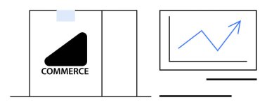 Çevrimiçi dükkan cephesi büyümeyi gösteren bir çizelgeyle eşleştirildi. Ticaret, büyüme, iş, analitik, pazarlama, kâr, başarı için ideal. Düz basit metafor