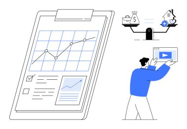 Analiz çizelgesi olan pano, mali ve sağlık karşılaştırması yapan denge ölçeği, medyayı sunan kişi. Mali planlama, karar verme, sağlık, eğitim ve iş stratejisi için ideal