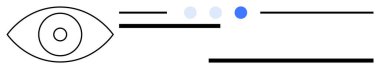 Yatay çizgilerin yanında basit bir göz çizgisi ve mavi ve gri tonlarda ilerleme noktaları. Görme, kavrama, odaklanma, veri görselleştirme, netlik, analiz, ilerleme, basit iniş sayfası için ideal