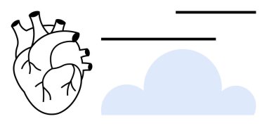 Anatomik kalp, sağlık, duygular ve çevre arasındaki bağlantıları sembolize eden bir bulutla eşleştirilmiştir. Sağlık, bilim, insan ilişkileri, farkındalık, sürdürülebilirlik düzlüğü için ideal