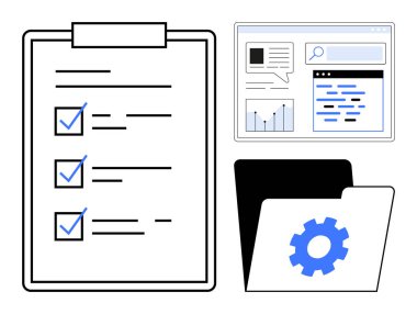 Pano kontrol listesi, teçhizatlı dizin ve çizelge ve metin ile tarayıcı arayüzü. Üretkenlik, planlama, organizasyon, veri analizi, iş akışı optimizasyonu, basit inişleri izlemek için ideal
