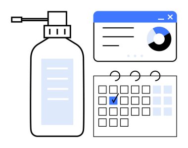 Temizlik gereksinimleri arasında bir sıvı dağıtıcı, analitik çizelge ve günü belirlenmiş takvim yer alıyor. Sağlık, hijyen, takvim, organizasyon, planlama, analitik verimlilik için ideal