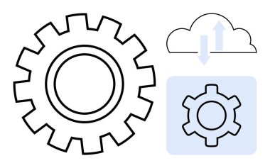 Vites optimizasyonu ve veri senkronizasyonunu simgeleyen okları olan bir bulut. Teknoloji, yenilik, otomasyon, bulut hesaplaması, dijital dönüşüm, veri paylaşımı için ideal