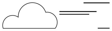 Hız, rüzgar, iletişim ya da veri akışını temsil eden yatay çizgilerle basit bulut şekli. Hava durumu, bağlantı, bulut hesaplama, basitlik, hız teknolojisi düz metafor için ideal