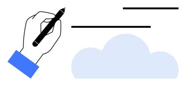Yumuşak bir bulutun altına ince çizgiler çizer, fikirleri, yeniliği, yaratıcılığı ve bağlantıyı sembolize eder. Üretkenlik, yazı, tasarım, beyin fırtınası dijital sanat için ideal