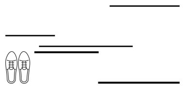 Temiz yatay çizgilerin yanında bir çift ayakkabı hareket ve modern tasarım hissi yaratır. Hareket, denge, basitlik, asgari tasarım, ilerleme, stil, basit iniş sayfası için ideal