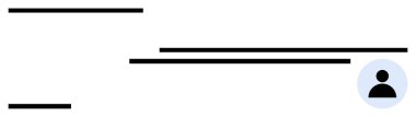 Sağ tarafında küçük bir dairesel profil ikonu olan metne benzeyen yatay çizgiler. Kullanıcı profili, gösterge paneli, web tasarımı, UI ögesi, kişisel hesap, modern arayüz, basit iniş sayfası için ideal