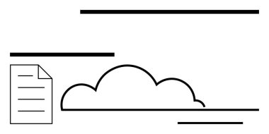 Dosya belgesi ile eşleştirilen bulut simgesi veri depolama, yedekleme ve paylaşma iletir. Teknoloji, bulut hesaplama, dijital yönetim, minimalizm, veri erişimi, depolama güvenliği için ideal basit