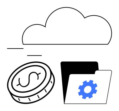 Bulut veri senkronizasyonu, dizin sistem yönetimi için teçhizat ve para birimi. Finans, teknoloji, bulut depolama, işletme, yazılım, veri indirme sayfası için ideal