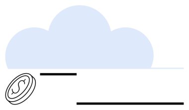 Çevrimiçi finansman, tasarruf ya da bulut tabanlı para yönetiminin yakınındaki madeni paralar. Bankacılık, bütçe, bulut güvenliği, fintech, dijital ekonomi yenilik teknolojisi için ideal. Düz basit