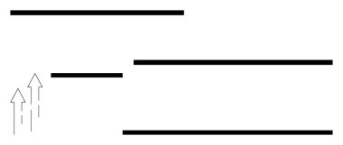 İlerleme ve ilerlemeyi gösteren yukarı doğru oklu yatay siyah çizgiler. Büyüme, gelişme, ilerleme, strateji, başarı, iş hedefi, kariyer için idealdir. Düz basit metafor