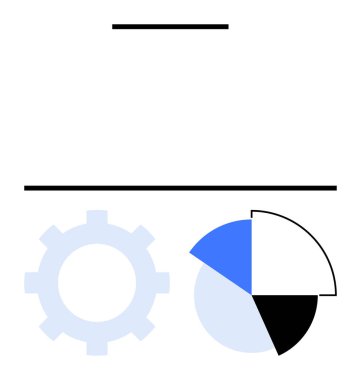 Siyah, mavi ve beyaz tonlu segmentli pasta grafiğinin yanında optimizasyon ve analiz önerisi var. İş akışı, strateji, yenilik, teknoloji, takım çalışması verimliliği için ideal. Düz basit