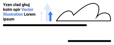Yukarı doğru yükselen oklarla birlikte bulut ilerlemeyi, büyümeyi ve yeniliği simgeliyor. İş stratejisi, geliştirme, başarı, teknoloji, başlangıç, ilerleme sunumu için ideal