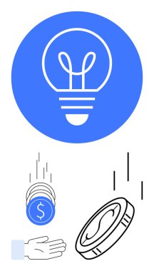 Ampul yenilik ve fikirler madeni yatırımı, büyümeyi, başarıyı ve fırsatı sembolize eder. Finans, yaratıcılık, iş, yenilik, strateji girişimciliği için ideal